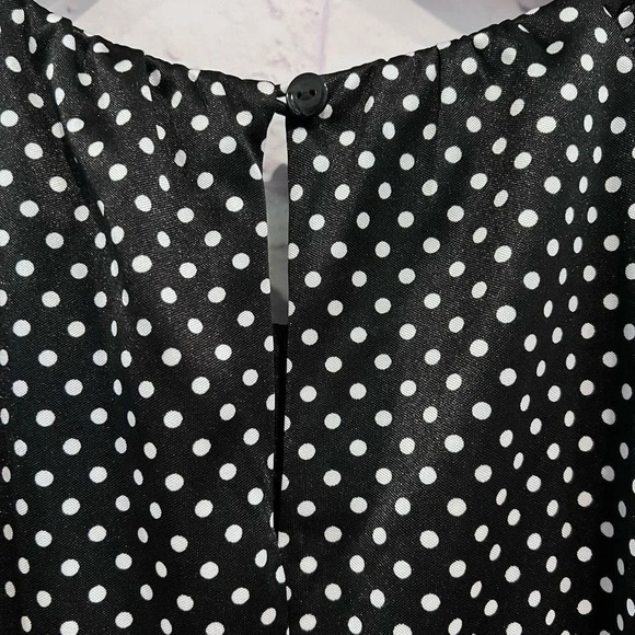 Enfocus Studios Black White Polka Dots‎ Sleeveless Ruffle Dress - Picture 6 of 9